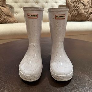 Hunter boots white glitter